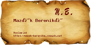 Mazák Bereniké névjegykártya